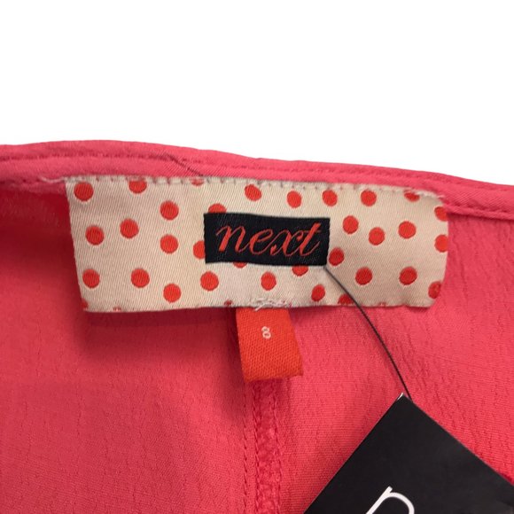 Next Ladies Pink Cowl Neck Dress Size 8 Sleeveless Elastic Waist Summer Holiday - Picture 8 of 11